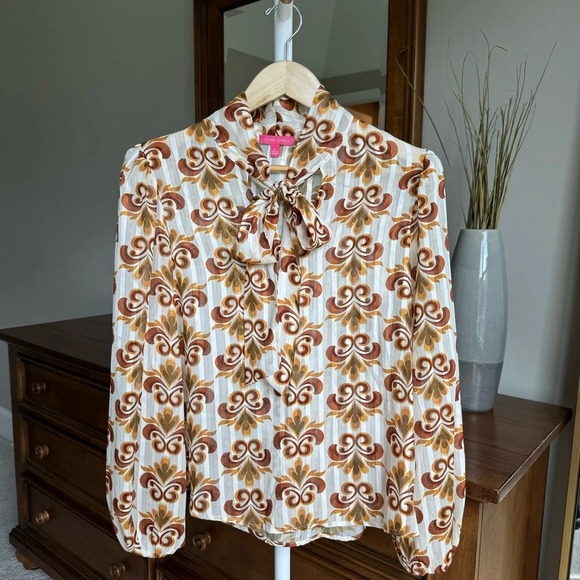 Flying Tomato Retro Floral Blouse - Brown and Cream - Picture 3 of 8